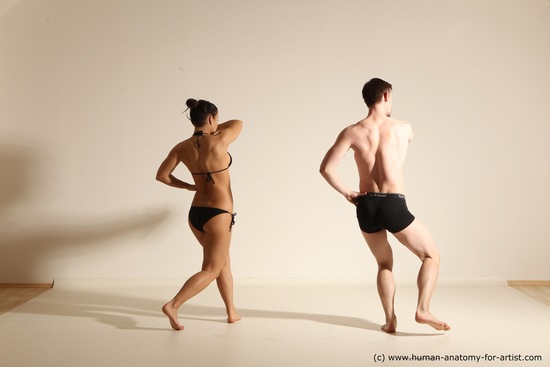 Swimsuit Woman - Man White Athletic Dancing Dynamic poses Academic