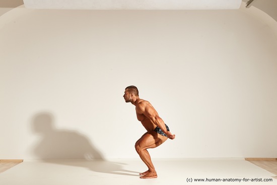 Underwear Gymnastic poses Man White Laying poses - ALL Muscular Short Brown Laying poses - on back Dynamic poses Academic