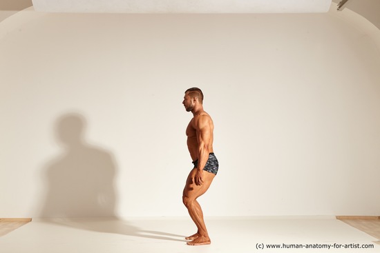 Underwear Gymnastic poses Man White Laying poses - ALL Muscular Short Brown Laying poses - on back Dynamic poses Academic