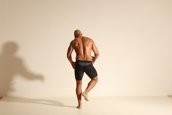 Underwear Man Black Muscular Bald Dancing Dynamic poses Academic