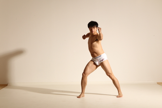 Underwear Martial art Man Asian Moving poses Slim Short Black Dynamic poses Academic