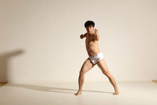 Underwear Martial art Man Asian Moving poses Slim Short Black Dynamic poses Academic