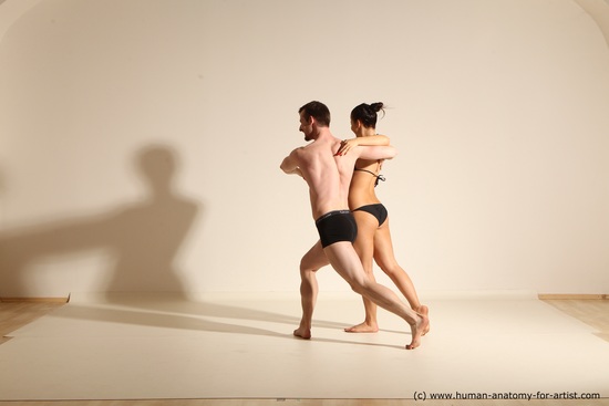 Underwear Woman - Man White Athletic Brown Dancing Dynamic poses Academic