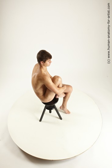 Nude Man White Sitting poses - simple Athletic Short Brown Sitting poses - ALL Multi angles poses Realistic