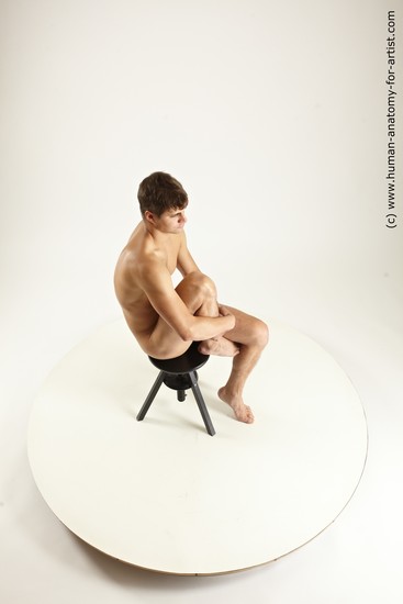 Nude Man White Sitting poses - simple Athletic Short Brown Sitting poses - ALL Multi angles poses Realistic