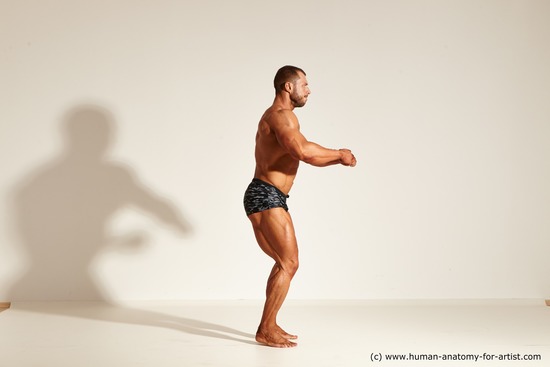 Underwear Gymnastic poses Man White Standing poses - ALL Muscular Short Brown Standing poses - simple Dynamic poses Academic