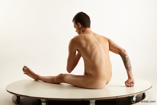 Nude Man White Sitting poses - simple Slim Short Brown Sitting poses - ALL Standard Photoshoot Realistic