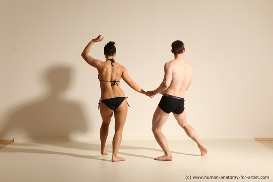 Underwear Woman - Man White Slim Brown Dancing Dynamic poses Academic