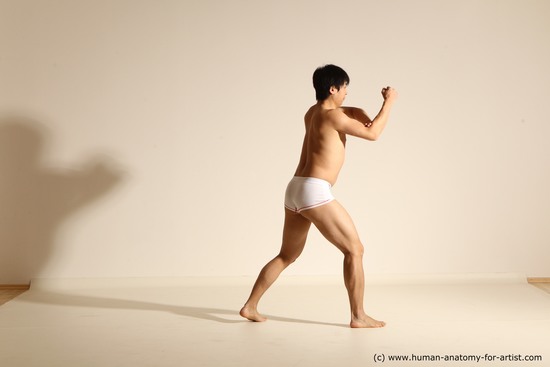 Nude Fighting Man Asian Moving poses Slim Short Black Dynamic poses Realistic