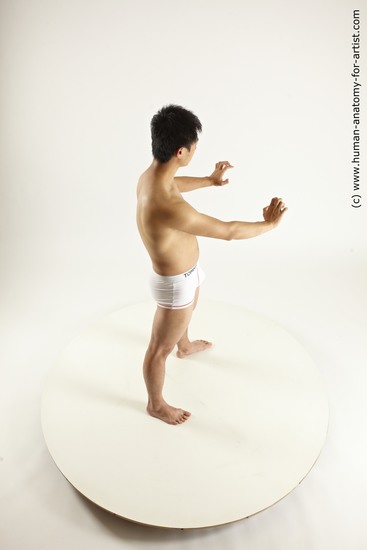 Underwear Fighting Man Asian Standing poses - ALL Slim Short Black Standing poses - simple Multi angles poses Academic