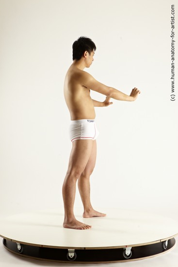 Underwear Fighting Man Asian Standing poses - ALL Slim Short Black Standing poses - simple Multi angles poses Academic