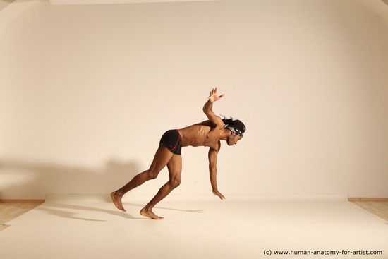 Underwear Man Athletic Black Dancing Dreadlocks Dynamic poses Academic