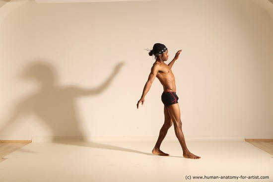 Underwear Man Athletic Black Dancing Dreadlocks Dynamic poses Academic