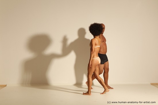 Underwear Woman - Man Black Muscular Black Dancing Dynamic poses Academic