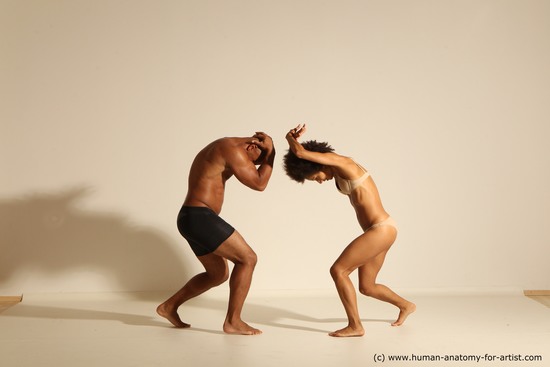 Underwear Woman - Man Black Muscular Black Dancing Dynamic poses Academic