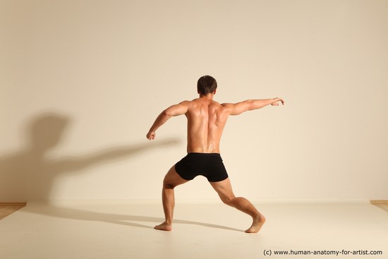 Underwear Fighting Man White Dynamic poses Academic