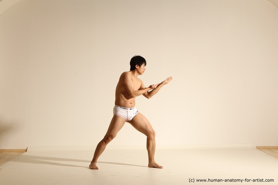 Underwear Man Asian Dynamic poses Academic