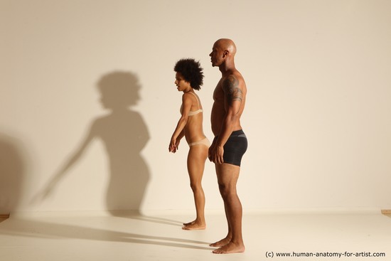 Underwear Woman - Man Black Dancing Dynamic poses Academic