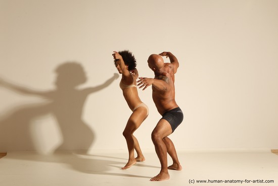 Underwear Woman - Man Black Dancing Dynamic poses Academic