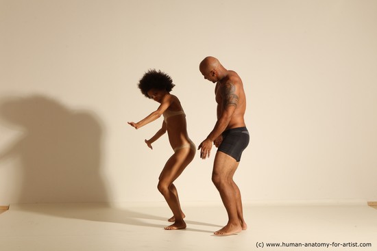 Underwear Woman - Man Black Dancing Dynamic poses Academic