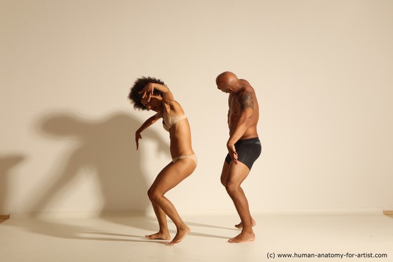 Underwear Woman - Man Black Dancing Dynamic poses Academic