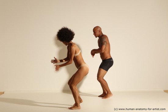 Underwear Woman - Man Black Dancing Dynamic poses Academic