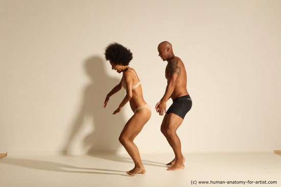 Underwear Woman - Man Black Dancing Dynamic poses Academic