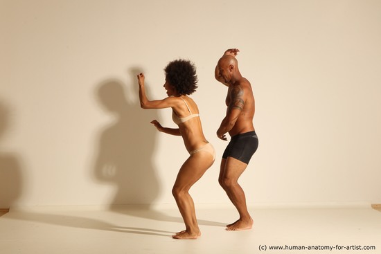 Underwear Woman - Man Black Dancing Dynamic poses Academic