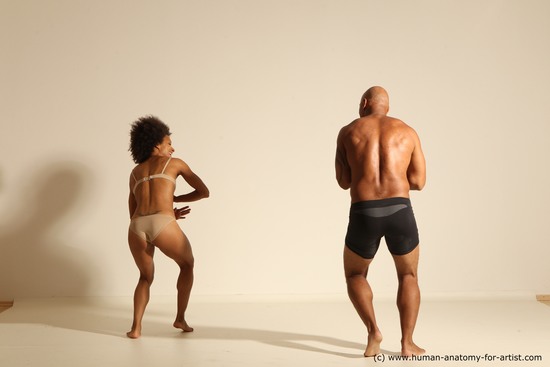 Underwear Woman - Man Black Dancing Dynamic poses Academic