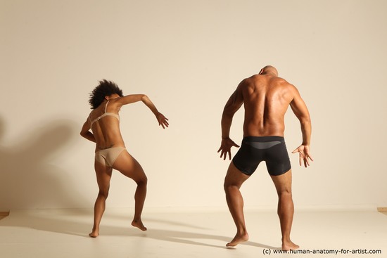 Underwear Woman - Man Black Dancing Dynamic poses Academic