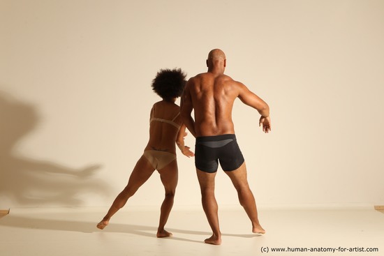 Underwear Woman - Man Black Dancing Dynamic poses Academic