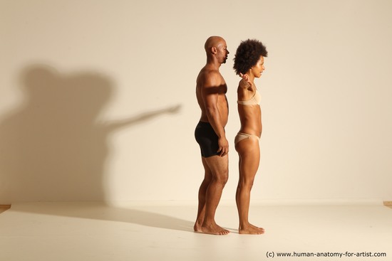 Underwear Woman - Man Black Dancing Dynamic poses Academic