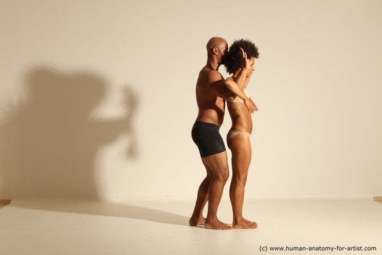 Underwear Woman - Man Black Dancing Dynamic poses Academic