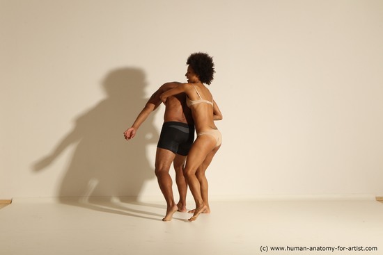 Underwear Woman - Man Black Dynamic poses Academic