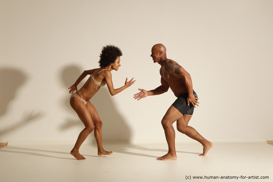 Underwear Woman - Man Black Dynamic poses Academic