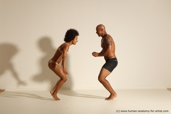 Underwear Woman - Man Black Dynamic poses Academic