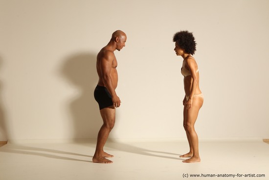 Underwear Woman - Man Black Dynamic poses Academic