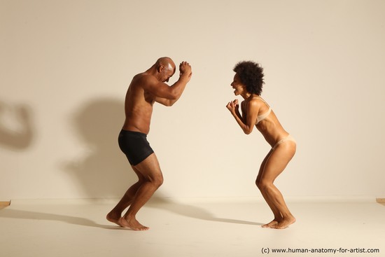 Underwear Woman - Man Black Dynamic poses Academic