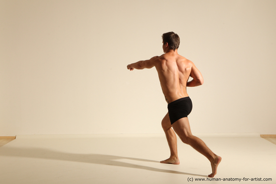 Underwear Fighting Man White Muscular Short Brown Dynamic poses Academic