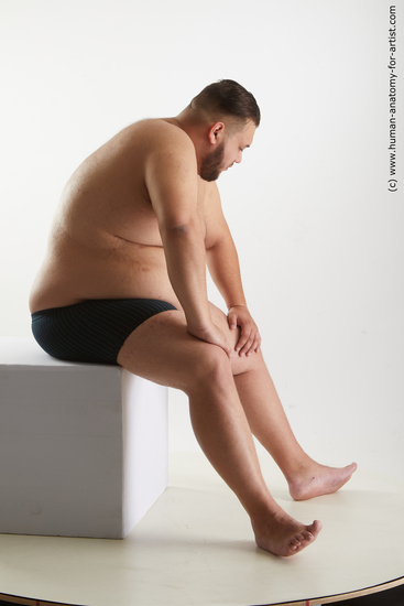 Underwear Man White Sitting poses - simple Overweight Short Black Sitting poses - ALL Standard Photoshoot Academic