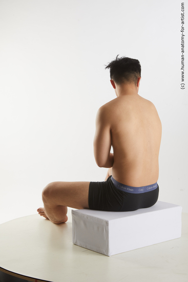 Underwear Man Asian Sitting poses - simple Slim Short Black Sitting poses - ALL Standard Photoshoot Academic