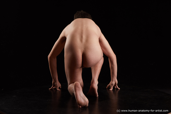 Nude Man White Kneeling poses - ALL Average Short Kneeling poses - on one knee Black Standard Photoshoot Realistic