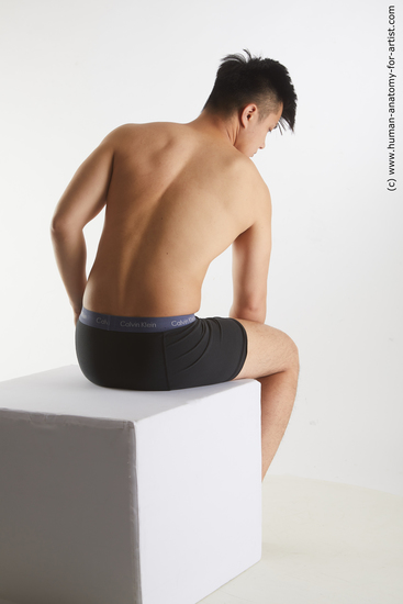 Underwear Man Asian Sitting poses - simple Slim Short Black Sitting poses - ALL Standard Photoshoot Academic