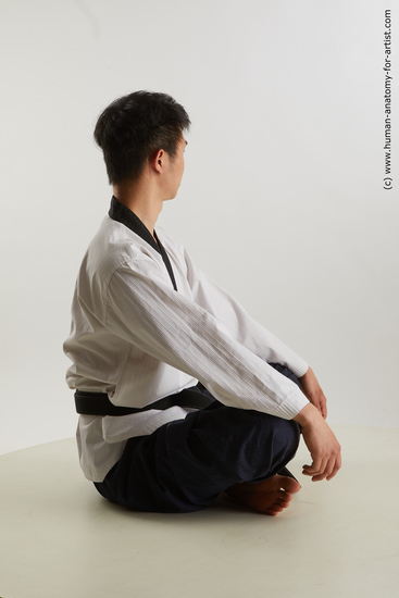 Sportswear Man Asian Sitting poses - simple Slim Short Black Sitting poses - ALL Standard Photoshoot Academic