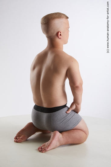 Underwear Man White Kneeling poses - ALL Average Short Brown Kneeling poses - on both knees Standard Photoshoot Academic