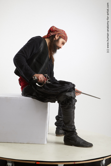Fighting with sword Man White Sitting poses - simple Slim Long Brown Sitting poses - ALL Standard Photoshoot Academic