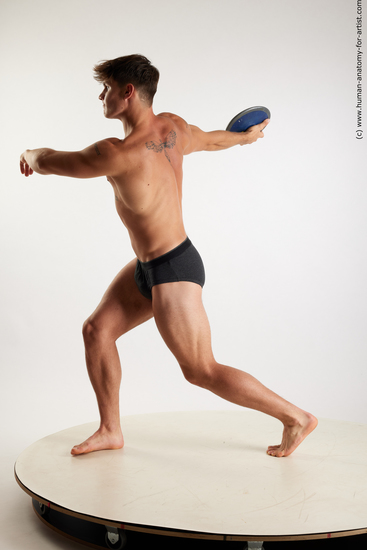 Underwear Gymnastic poses Man White Standing poses - ALL Athletic Short Brown Standing poses - simple Standard Photoshoot Academic