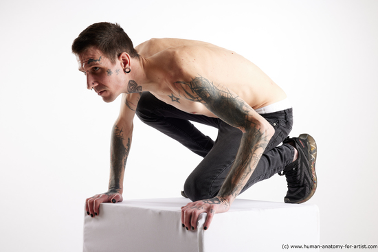 Casual Man White Kneeling poses - ALL Underweight Short Brown Kneeling poses - on one knee Standard Photoshoot Academic