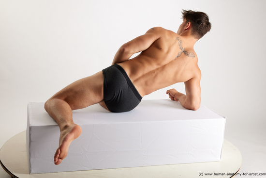 Underwear Man White Laying poses - ALL Athletic Short Brown Laying poses - on side Standard Photoshoot Academic