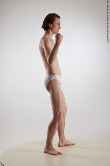 Underwear Man White Slim Short Brown Standard Photoshoot Academic